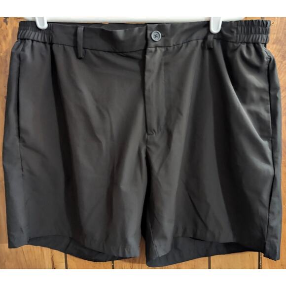 Under 5'10 Shorts Mens 38 Golf Black Lt Weight Stretch Flat Front Chino Pockets - Picture 1 of 3